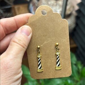 Gold and Black Lighthouse Earrings
